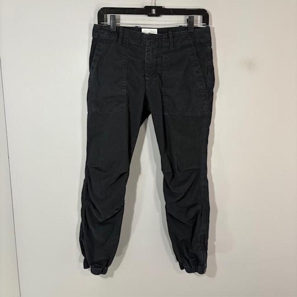 Nili Lotan Pants Womens 2 Black Cropped Military Twill Ankle Zip Stretch USA